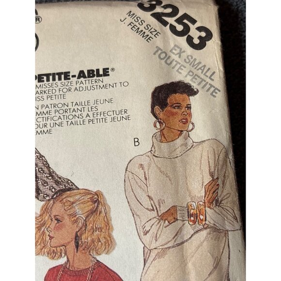 McCalls 3253 1987 Sewing Pattern For Misses Dress XSmall 80s - Picture 2 of 5